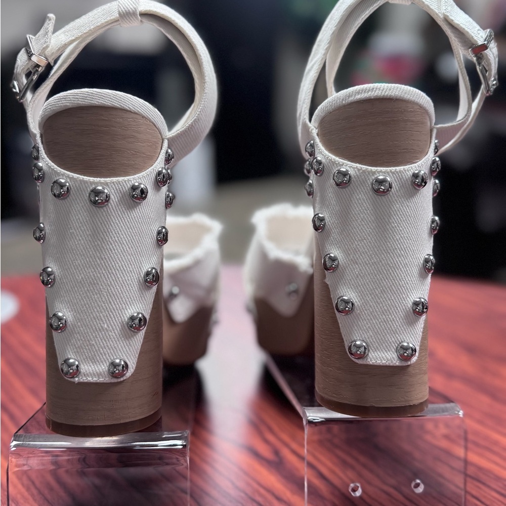 Gianni Bini x DANNIJO Daisy Denim Studded Platform Sandals - Picture 6 of 12